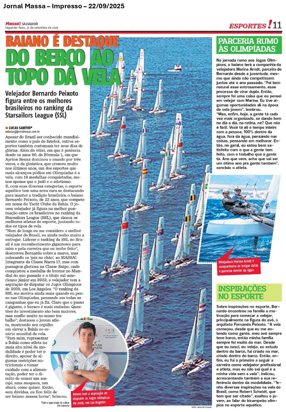 Jornal Massa · impresso: Baiano é destaque: do berço ao topo da vela