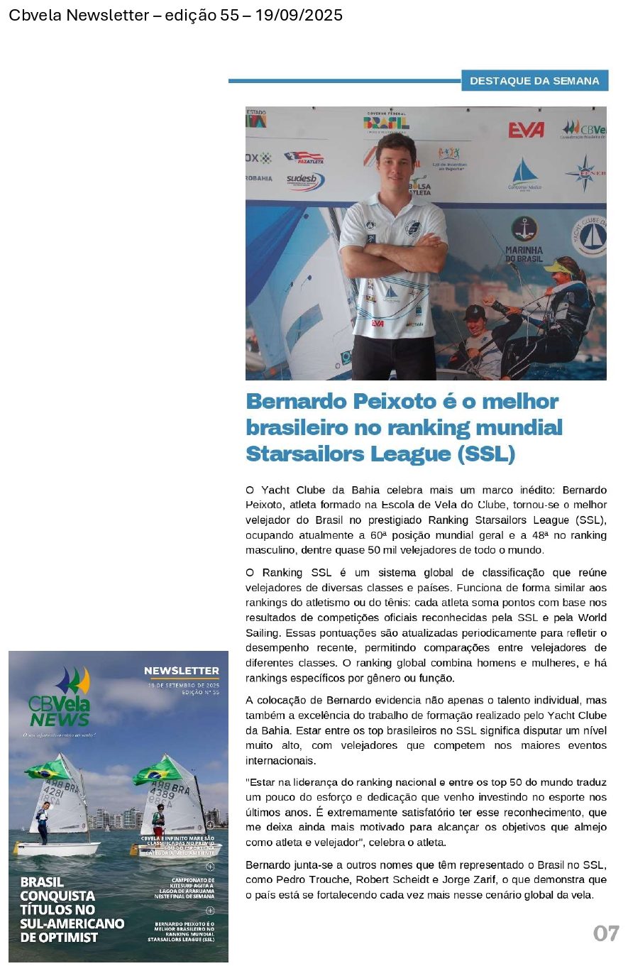 CBVela News: Newsletter nº 55 · destaque da semana